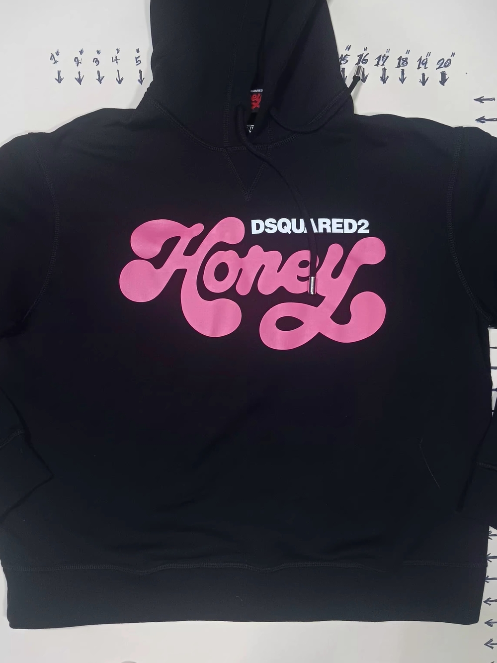DSQUARED2 Black Hoodie with Pink "Honey" Graphic